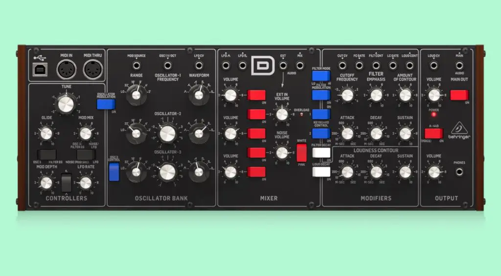 I migliori sintetizzatori Moog: Behringer Modello D