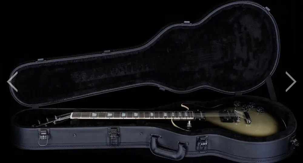 La Gibson Adam Jones Silverburst Les Paul Standard in una semplice custodia nera