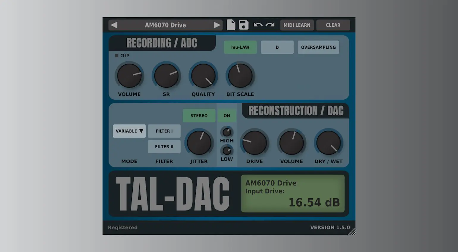 Il plug-in TAL-DAC emula i classici convertitori digitali