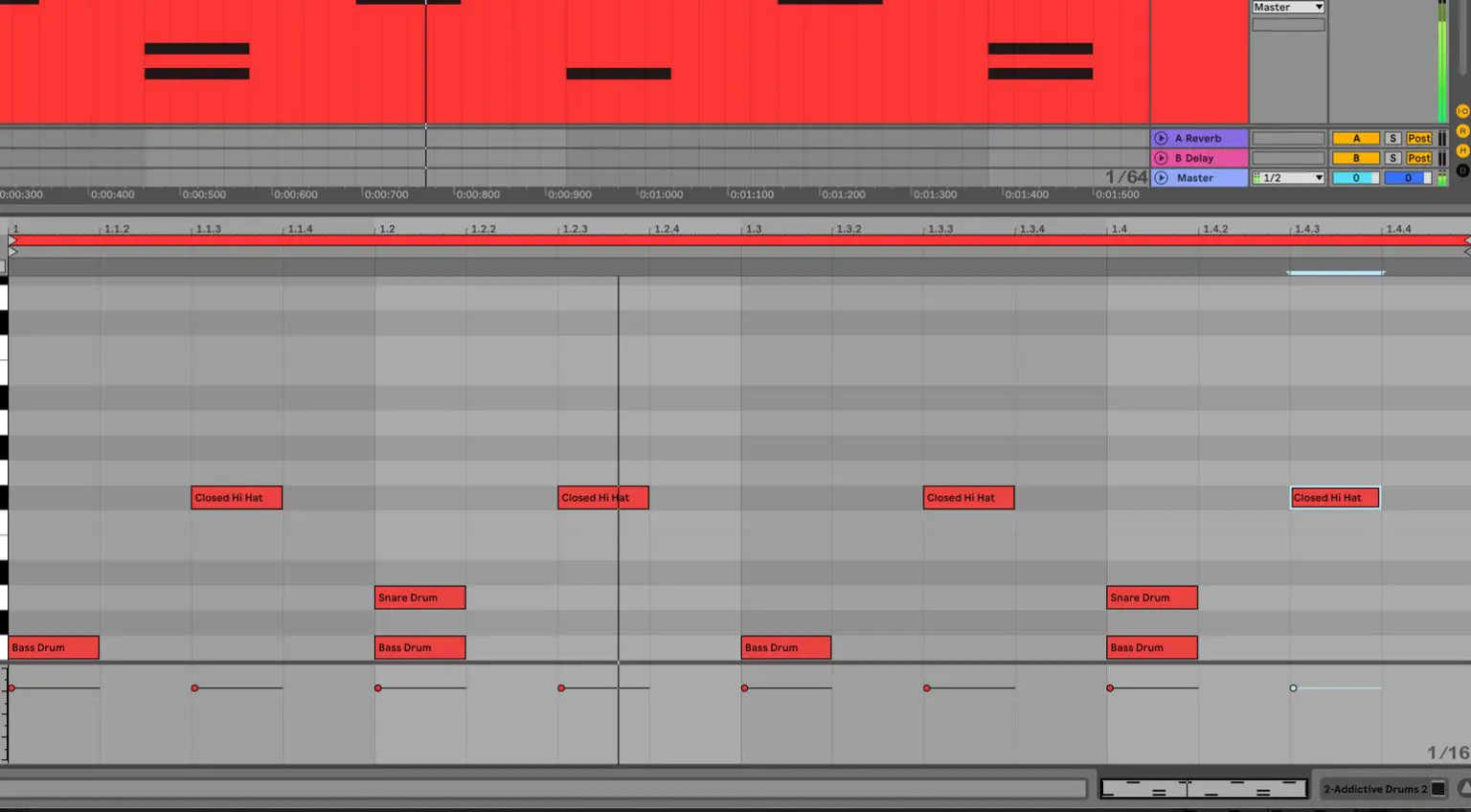 Il pattern Hihat più comune nella Techno