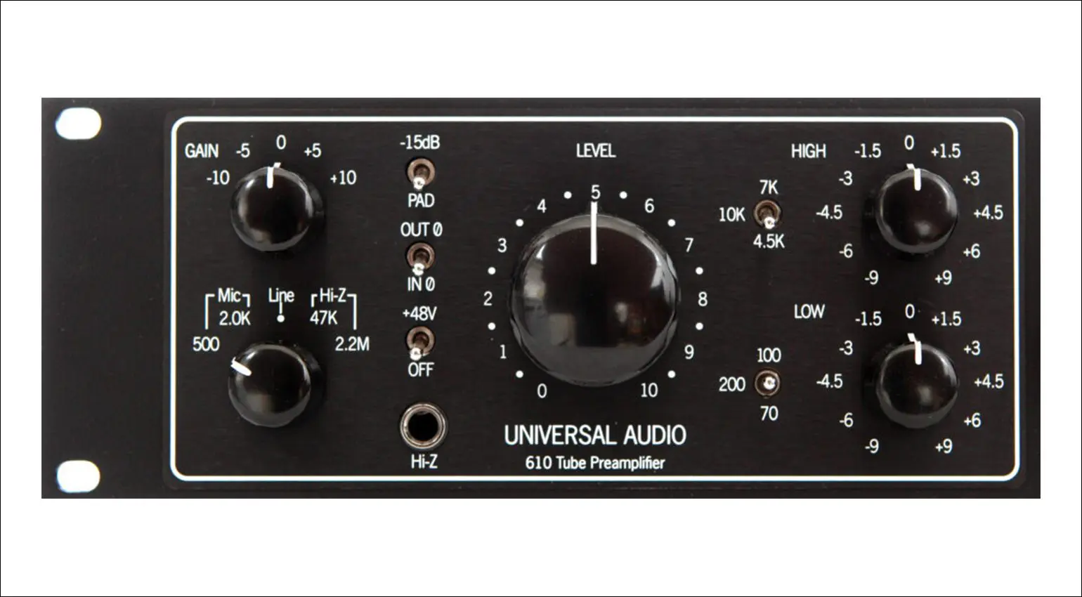 Sezione preamp della channel strip dell’Universal Audio LA-610 mkII