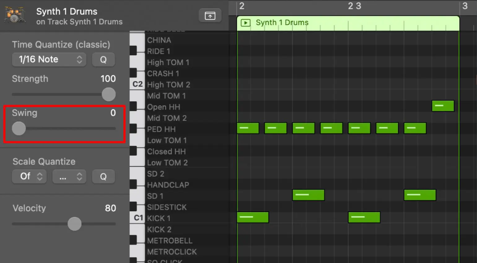Quantizzare con Swing in Logic Pro
