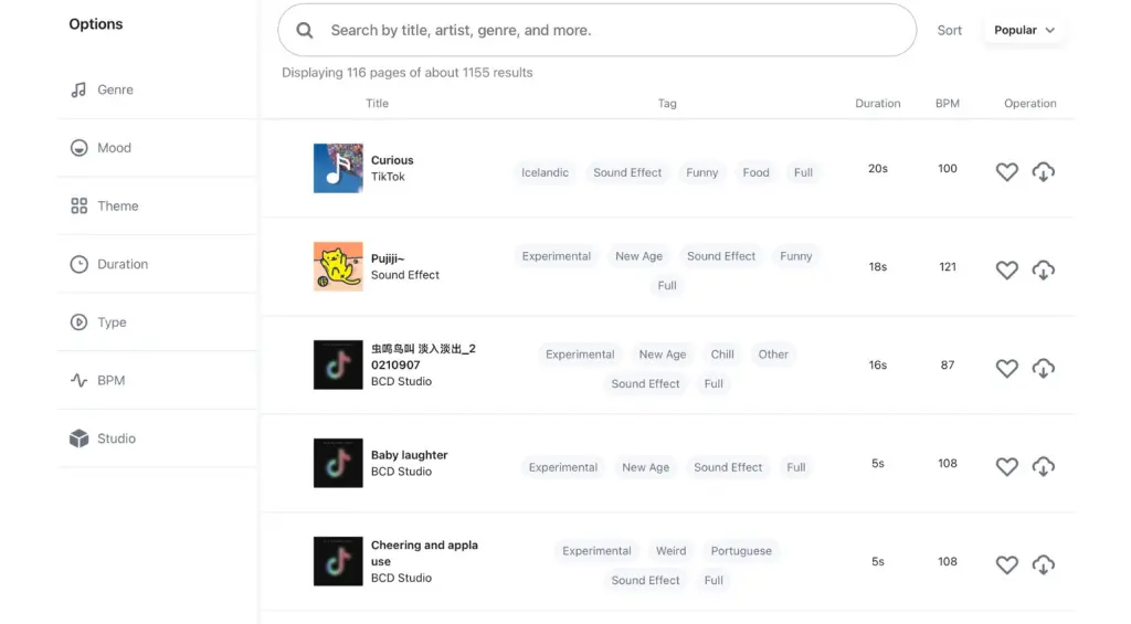 ByteDance EasyOde - Ricerca dei brani