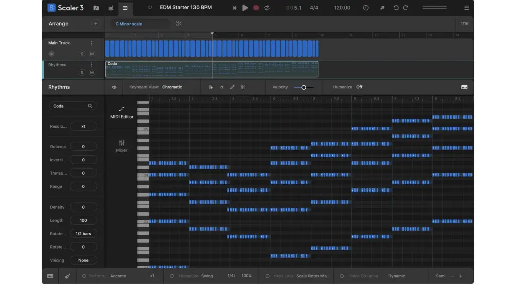 L’editor MIDI di Scaler 3