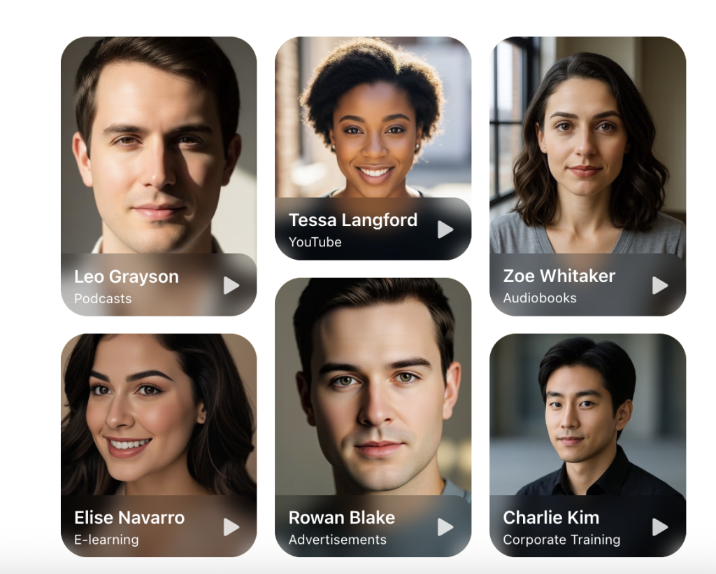 Alcune delle voci disponibile in Lovo AI