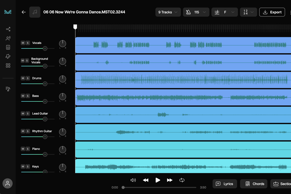 Separazione degli stem grazie a Moises