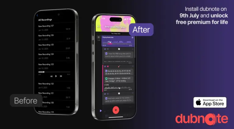 Vochlea Dubnote è come Memo Vocali, ma pensato per i musicisti! Gratis per 24 ore!
