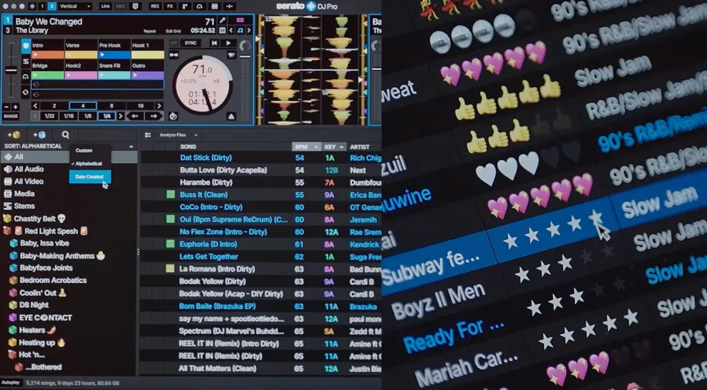 Serato DJ Pro 4.0 ordinamento e valutazione