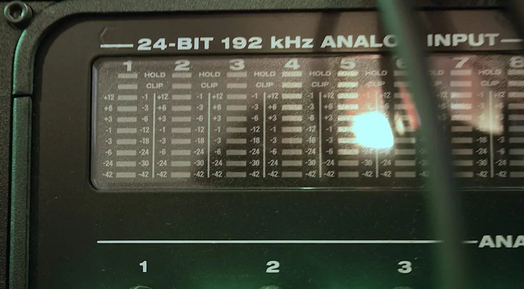 Misuratori di livello a LED di un'interfaccia audio