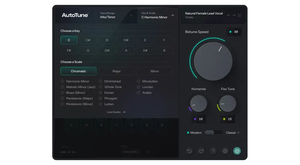 Selezione di tonalità e scala