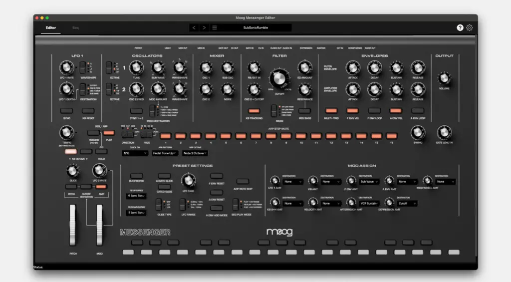 Moog Messenger Preset Editor