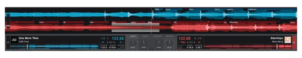 VirtualDJ 2026 riconosce automaticamente il testo e lo mostra sulla forma d'onda