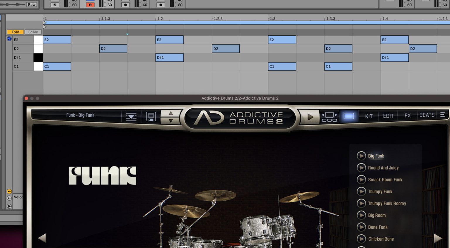 Un drum beat rock, con Addictive Drums 2