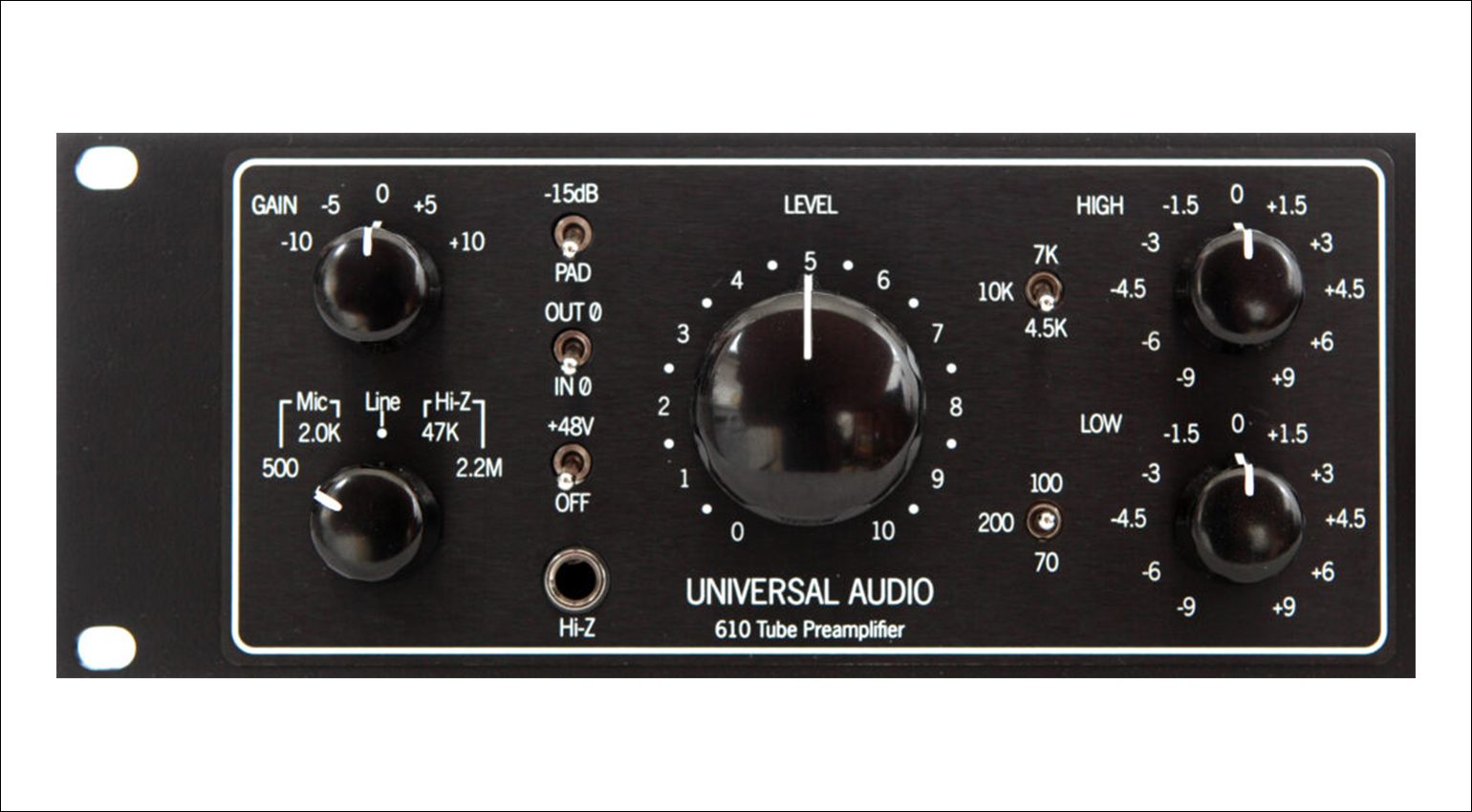 Sezione preamp della channel strip dell’Universal Audio LA-610 mkII