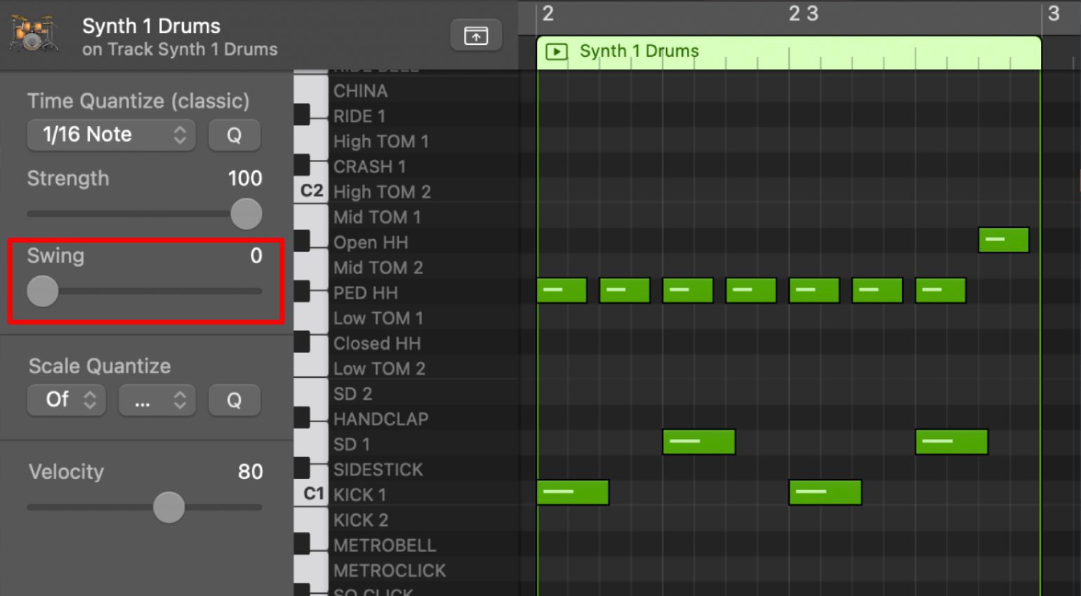 Quantizzare con Swing in Logic Pro