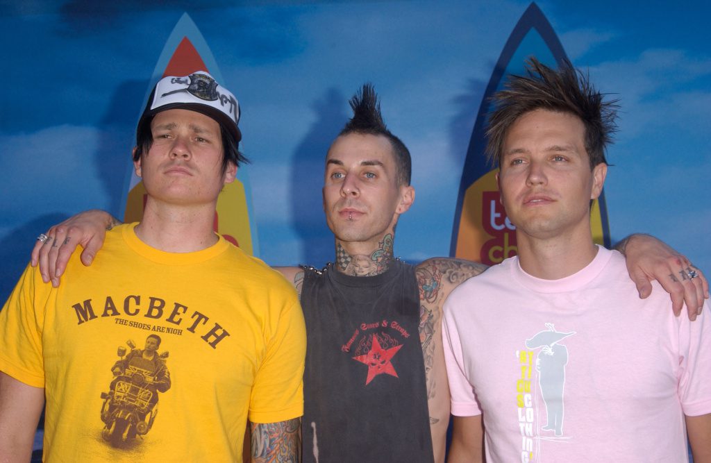 Tom DeLonge, Travis Barker e Mark Hoppus nel 2004 al Teen Choice Awards agli Universal Studios