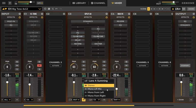 Gli Studio FX possono essere caricati nel mixer