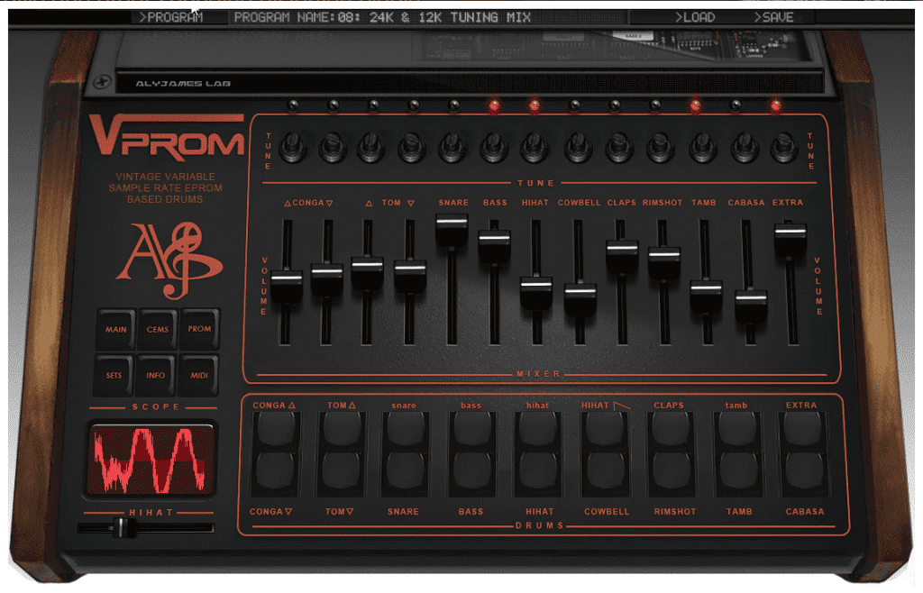 L'eccellente VProm di Aly James Lab, una fantastica emulazione di LM-1/LinnDrum a livello di EPROM.
