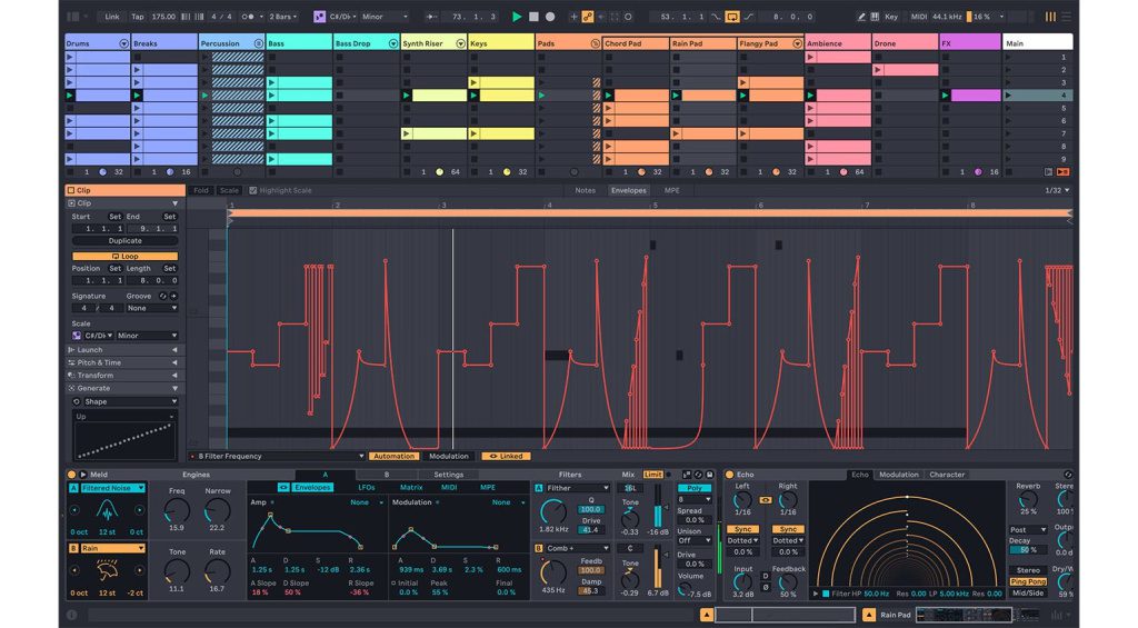 Con la “Detail View” in Live 12, è possibile vedere il clip editor, le automazioni e i parametri dei dispositivi contemporaneamente agli strumenti, agli effetti e alle applicazioni
