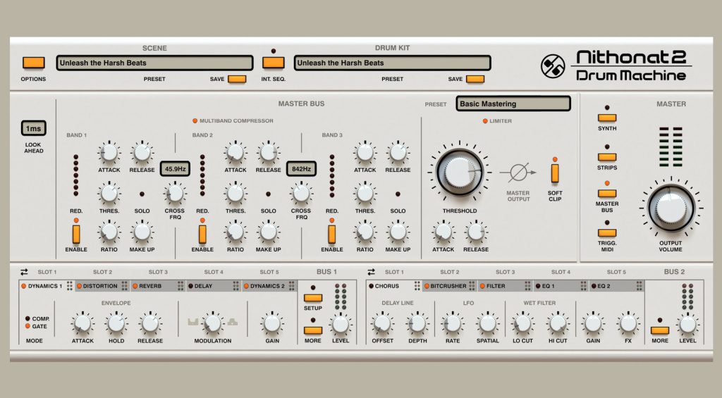 Il master bus offre un compressore multibanda e un limiter