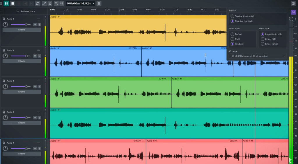 La nuova interfaccia di Audacity 4