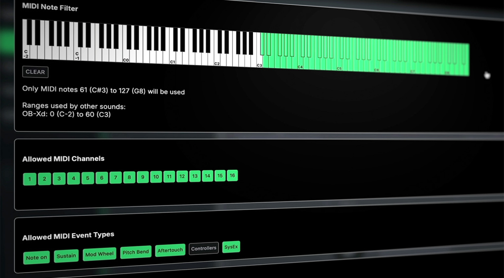 Tracktion StageBox offre la possibilità di effettuare layering e split della tastiera