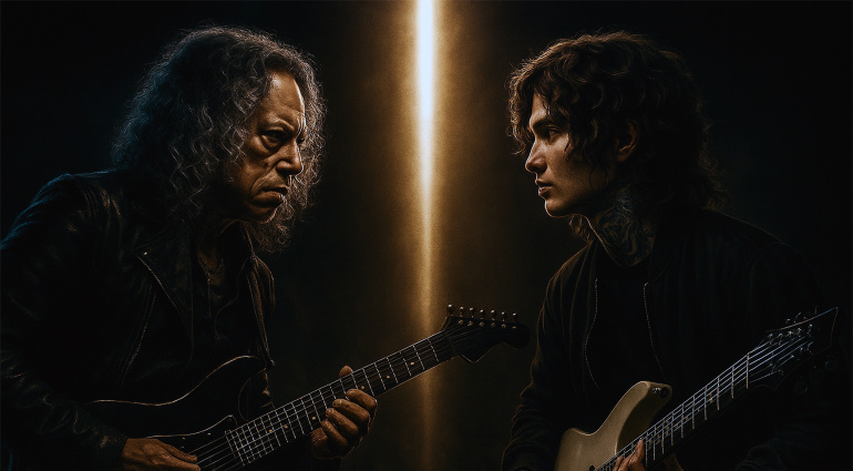 Il botta e risposta fra Kirk Hammett e Tim Henson infiamma i fan: «Boomer bends?»