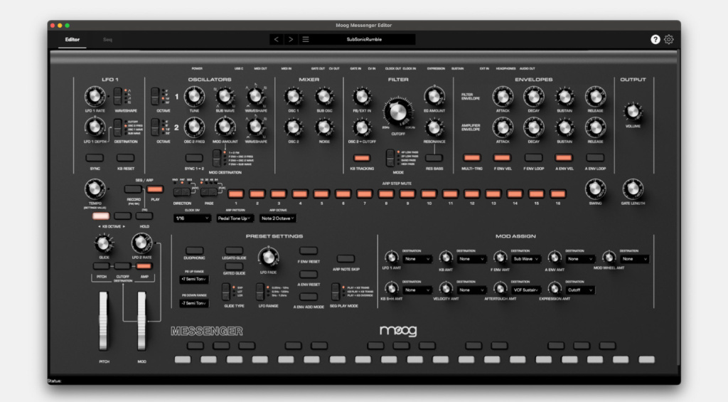 Moog Messenger Preset Editor